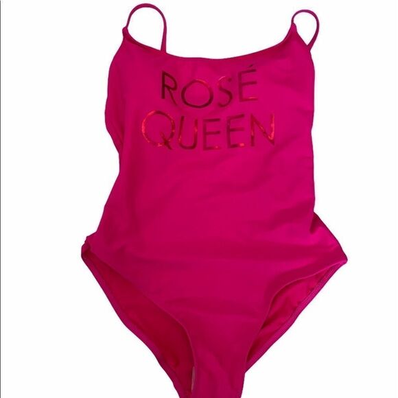 NWOT Hot Pink One Piece Graphic Bathing Suit M - Picture 1 of 7